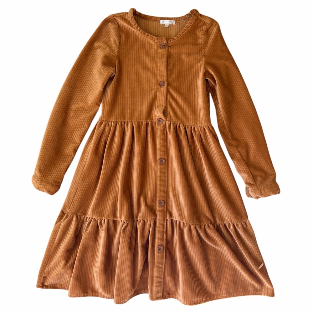 TAHARI Golden Orange Brown Ribbed Dress